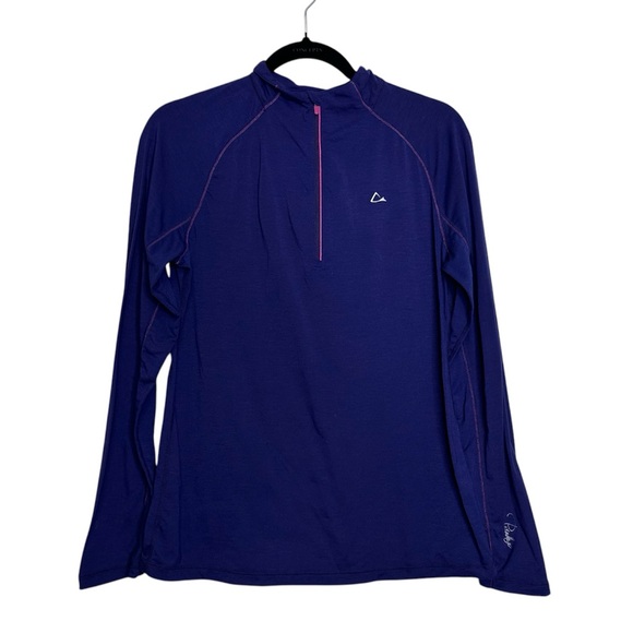 Paradox Tops - Paradox merino wool half zip pullover purple large long sleeve base layer casual